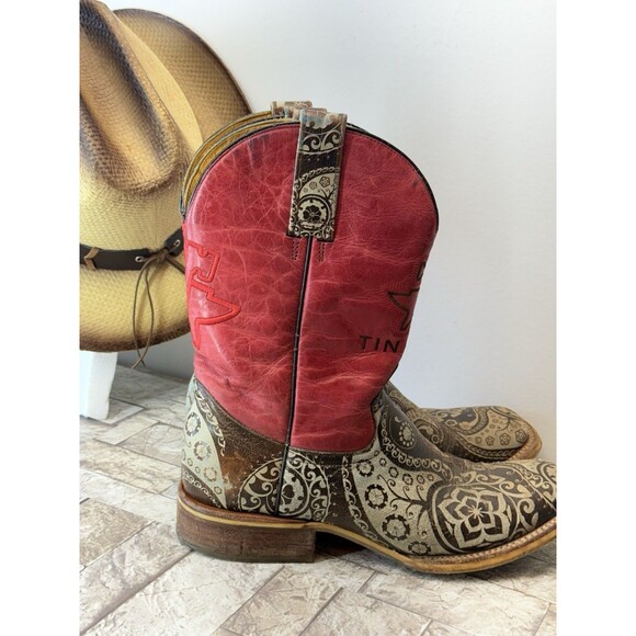 Tin Haul American Women Cowboy Boots Square Toe Western Leather Boots Size 8.5 - Picture 5 of 16